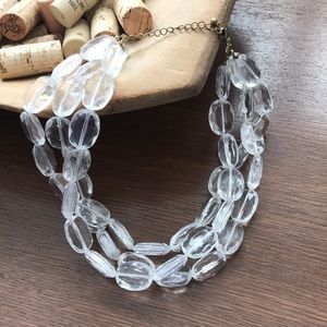 Triple strand clear statement necklace